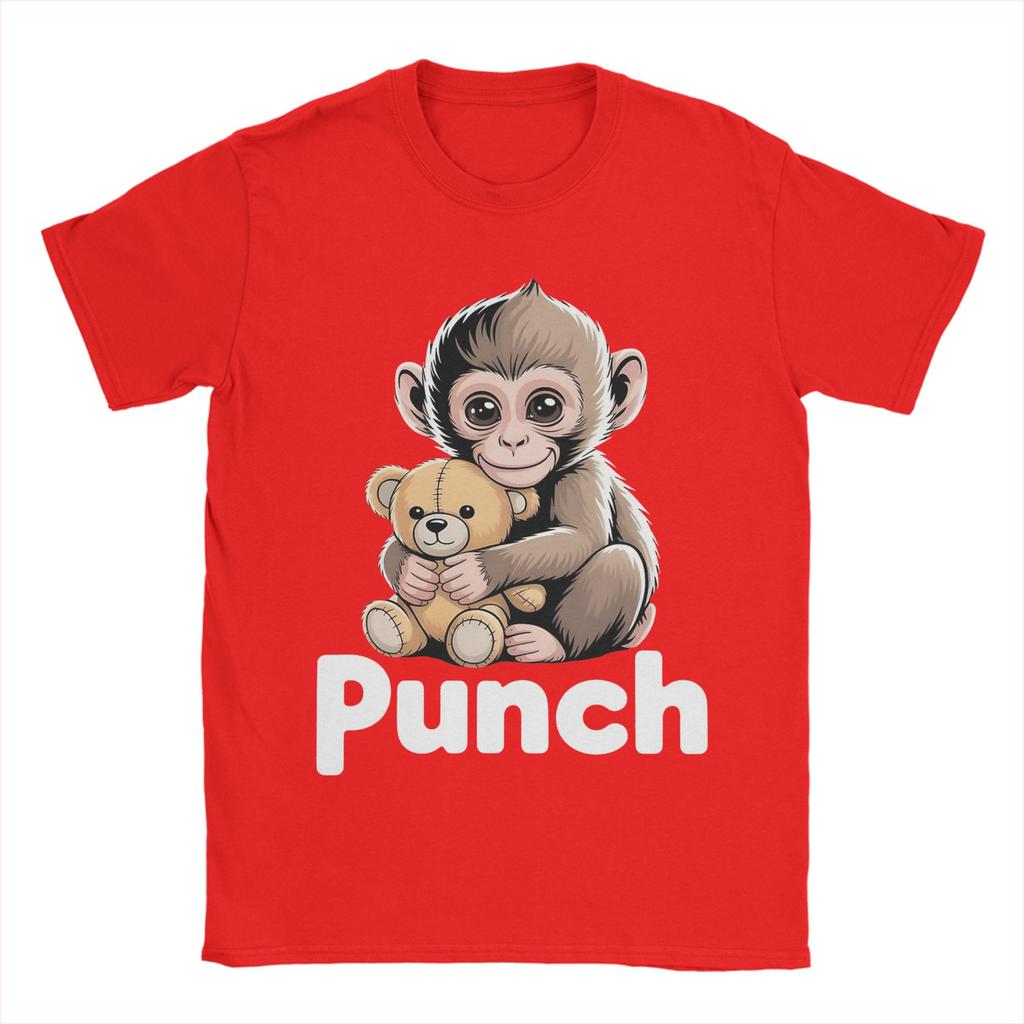 Unisex Women Team Punch Monkey Cute Baby Macaque T Shirt Cotton Clothes Crazy Short Sleeve Round Neck Tee Shirt Plus Size TShirts