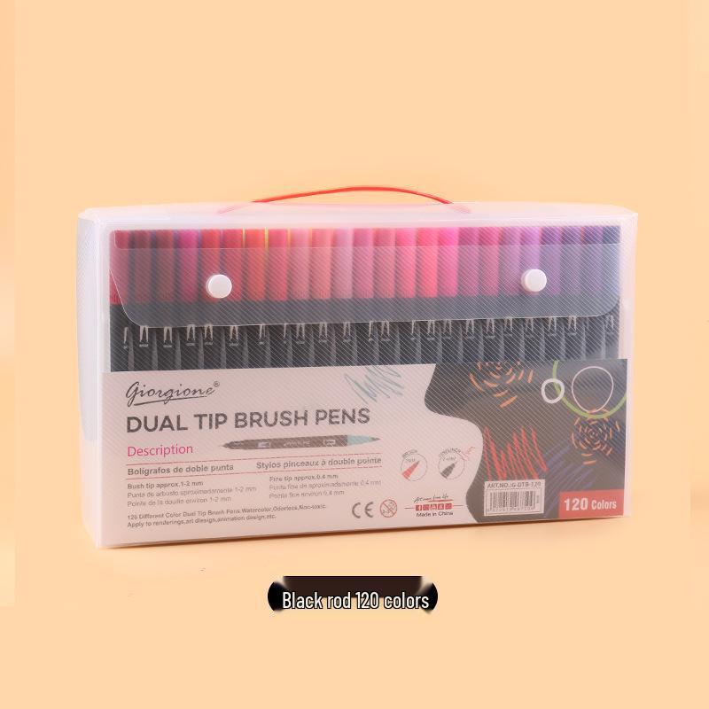 Giorgione Double-Ended Water-Based Fineliner Brush Pens: 24 & 80 Washable Colors
