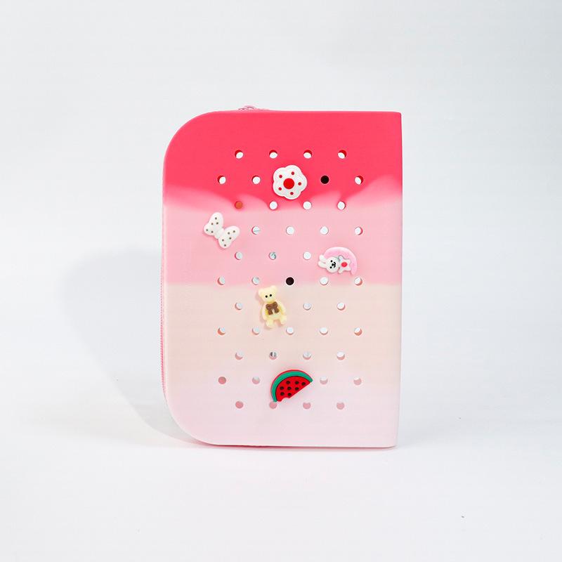 DIY silicone hole pencil bag, student creative cute pencil bag learning stationery storage bag stationery box