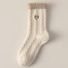 Thick and Warm Mid-calf Plush Socks for Autumn and Winter. Fluffy and Cute Embroidered Heart-shaped Winter Women's Socks