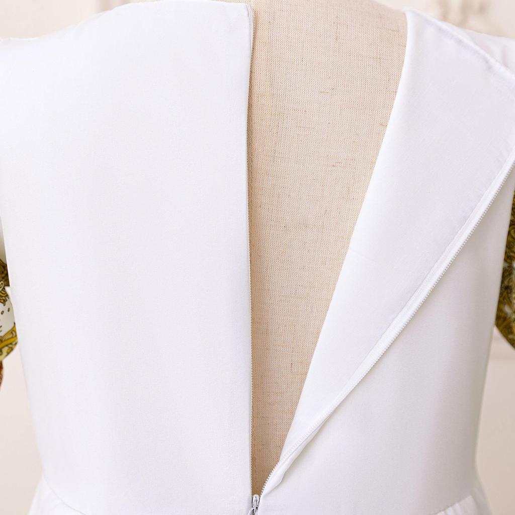 Middle Eastern Long Sleeve Puff Ball Gown Holiday Dress