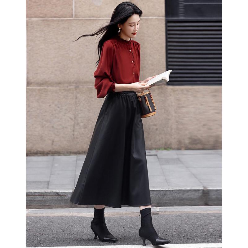 French Ruffle Pleated Texture Shirt L