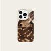 Cute Sika Deer Pattern Lychee Texture Phone Case For iPhone 11 12 13 14 15 16 17 Pro Max 14 15 Plus 17 Air Silicone Soft Cover