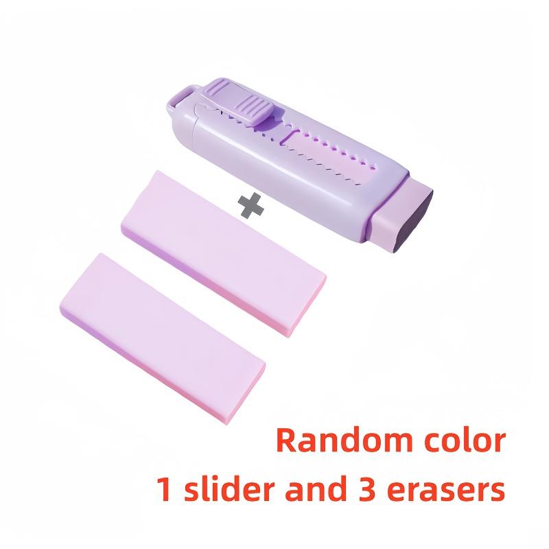 

Slider Eraser Set with 3 Erasers. Stylish Sliding Eraser Kit with a Random Assortment of Colors. High-quality, Durable Erasers for Office Use. Slider eraser set