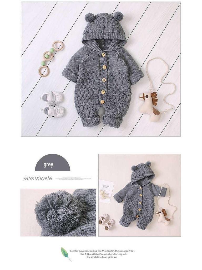 Newborn Knitted Wool Romper - Cute & Warm Baby Sweater for Boys & Girls (Autumn/Spring)