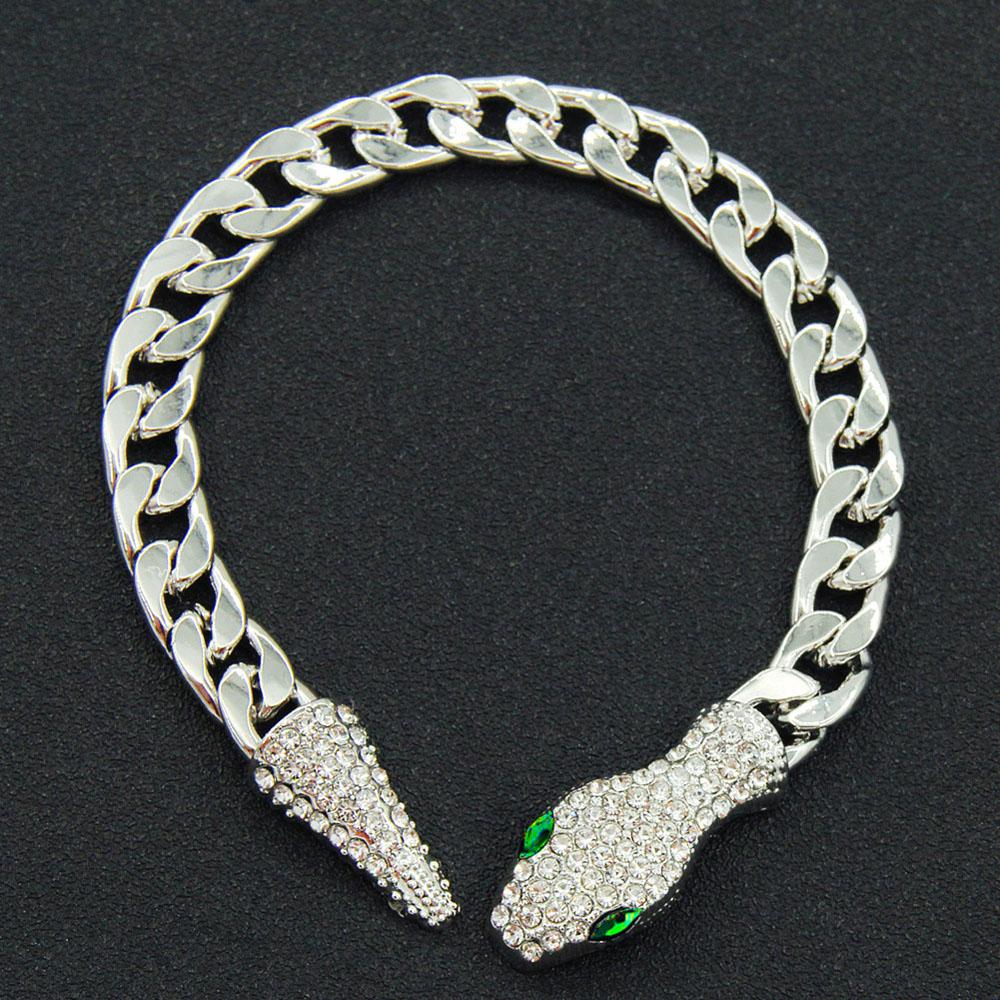 New Creative Magnet Snake Head Zircon Cuban Chains Necklace and Bracelet For Women Personality Fashion Jewelry Gift Accessories