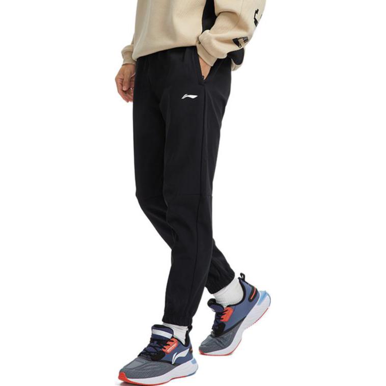 Li Ning Fitness Series Knitted Sweatpants Men's Black Moderate Straight Fit Pants AYKR757-1