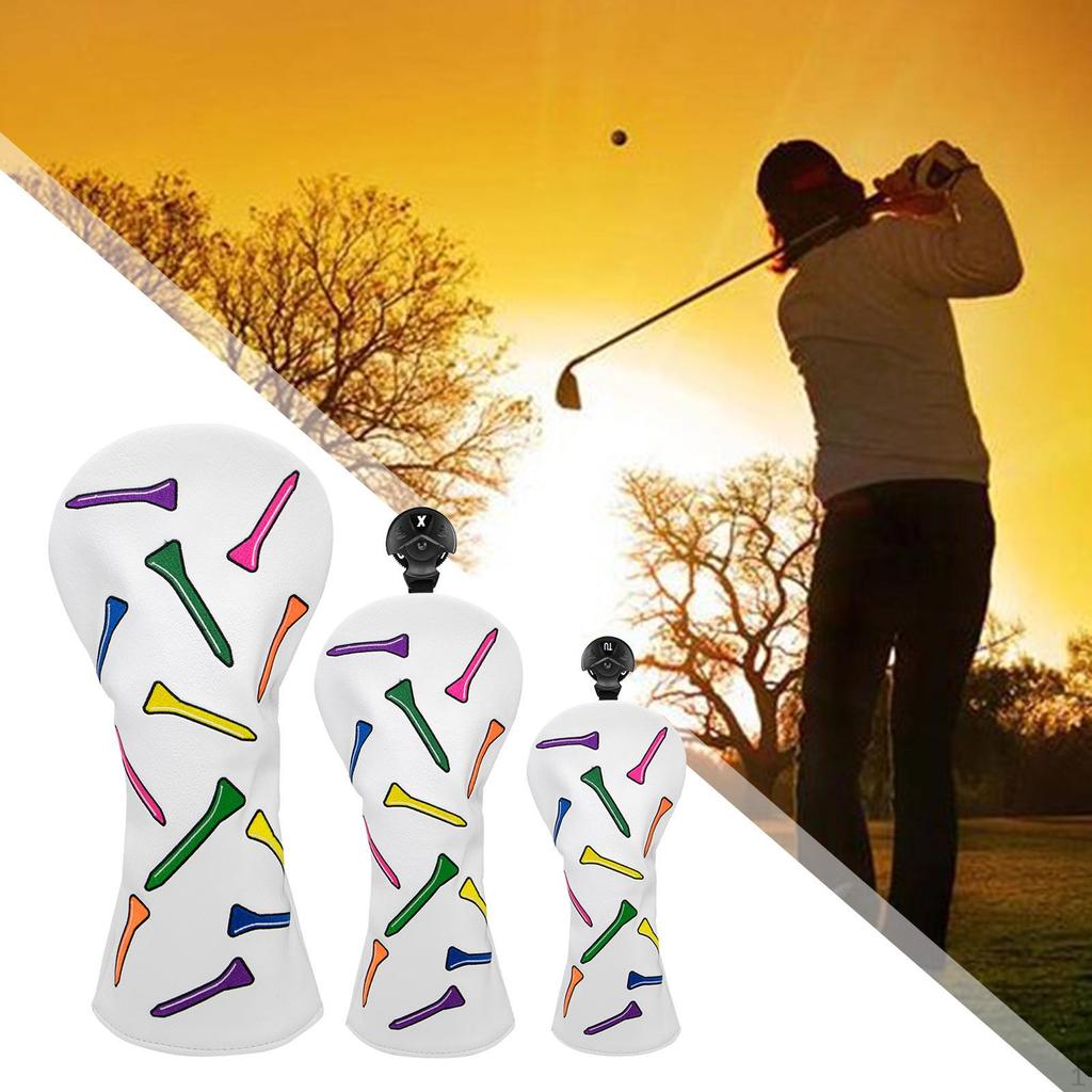 3Pcs Golf Cover 1 3 5 UT Hybrid Headcover Interchangeable Number Tag Golfer Equipment Accessories