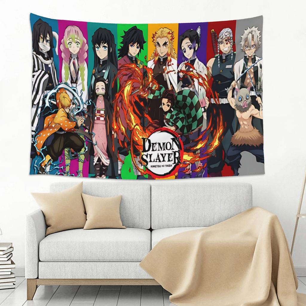 Christmas Demon Slayer Cutecore Tapestry Wall Hanging Blanket Tapestry Home Decor Items Wall Decorations
