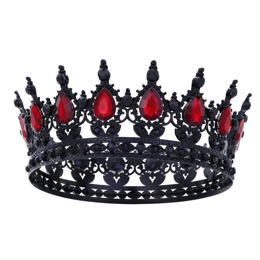 Baroque Round Crown Headwear European Style Bride's Wedding Dress Birthday and Coming of Age Gift Round Alloy Crown Hair Accessory