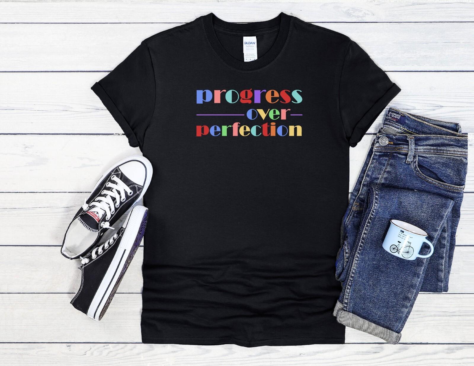

26 Progress Over Perfection Cool Men Women Unisex T Shirt Hoodie Baseball 3852 Unisex T-Shirt L