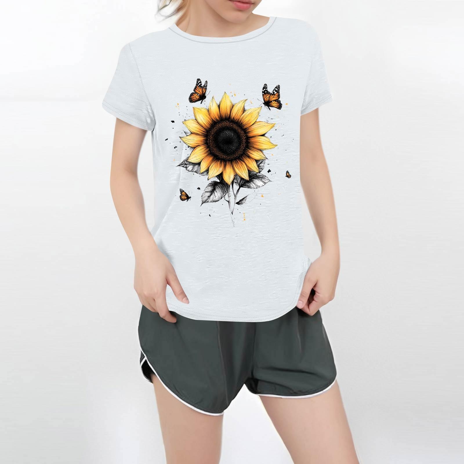 

Жіноча повсякденна футболка з круглим вирізом і короткими рукавами XL білий