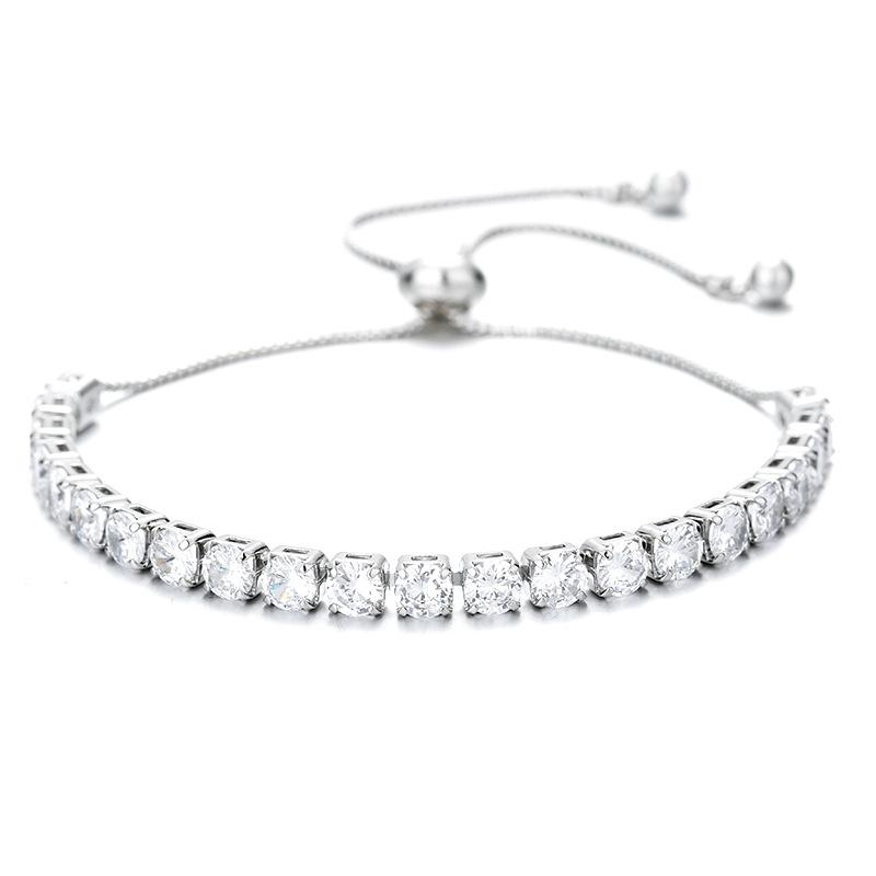 

Новый роскошный однорядный браслет из циркония с регулируемой цепочкой 3 мм с кубическим цирконием Ins Style для женщин-ювелирных изделий