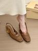 Modern heroine! Temperament square head woven bag head rear empty sandals women's spring 2025 crystal heel single shoes