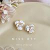 Elegant Pink Enamel Flower Earrings: Luxurious Gradient Drip Glaze Studs with Zirconia Detailing