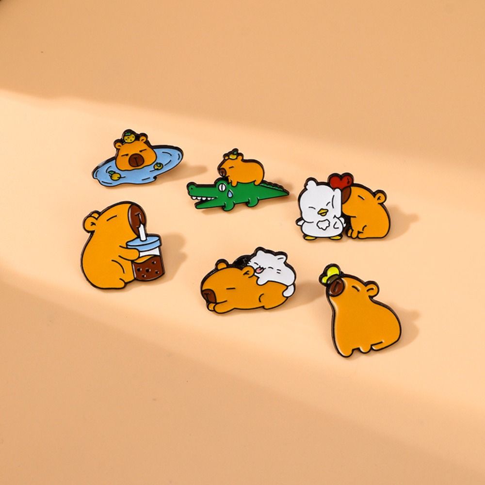Zinc Zinc Alloy Animal Badge Cute Cartoon Pin Cool Capybara Brooch  Class Reward