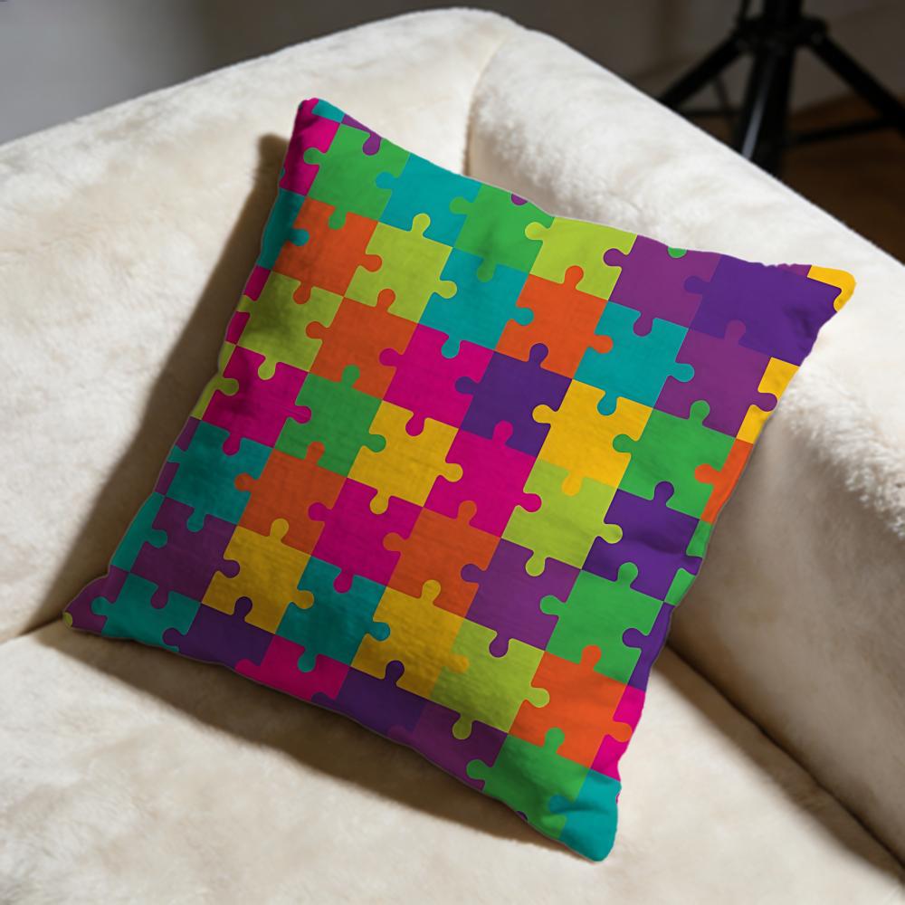 Puzzle Cushion Cover Soft Decorative Pillow Case Suitable for Bedroom Sofa Car Travel Use