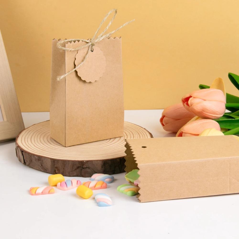 Refilling Kraft Paper Cookie Bag with Rope Tag Birthday Party Favors Box Food Packaging Bag Gift