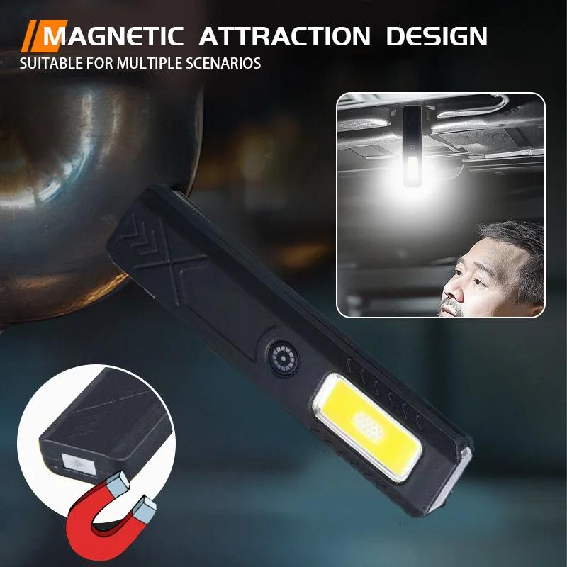 LED Keychain Flashlight Type C Rechargeable 550LM Portable Mini Torch Pocket Lantern Flood Work Light With Magnet For Emergency