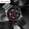 New Personality Cool Men's Quartz Watch Three-dimensional Wheel Rotating Dial Casual Waterproof Mesh Strap Watch