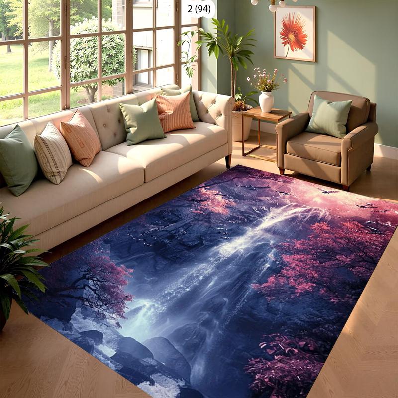 

Deep Blue Rock Stream Waterfall Rug Carpet Mat Non-Slip for Living Room Bedroom Cool Home Decor 40x60cm