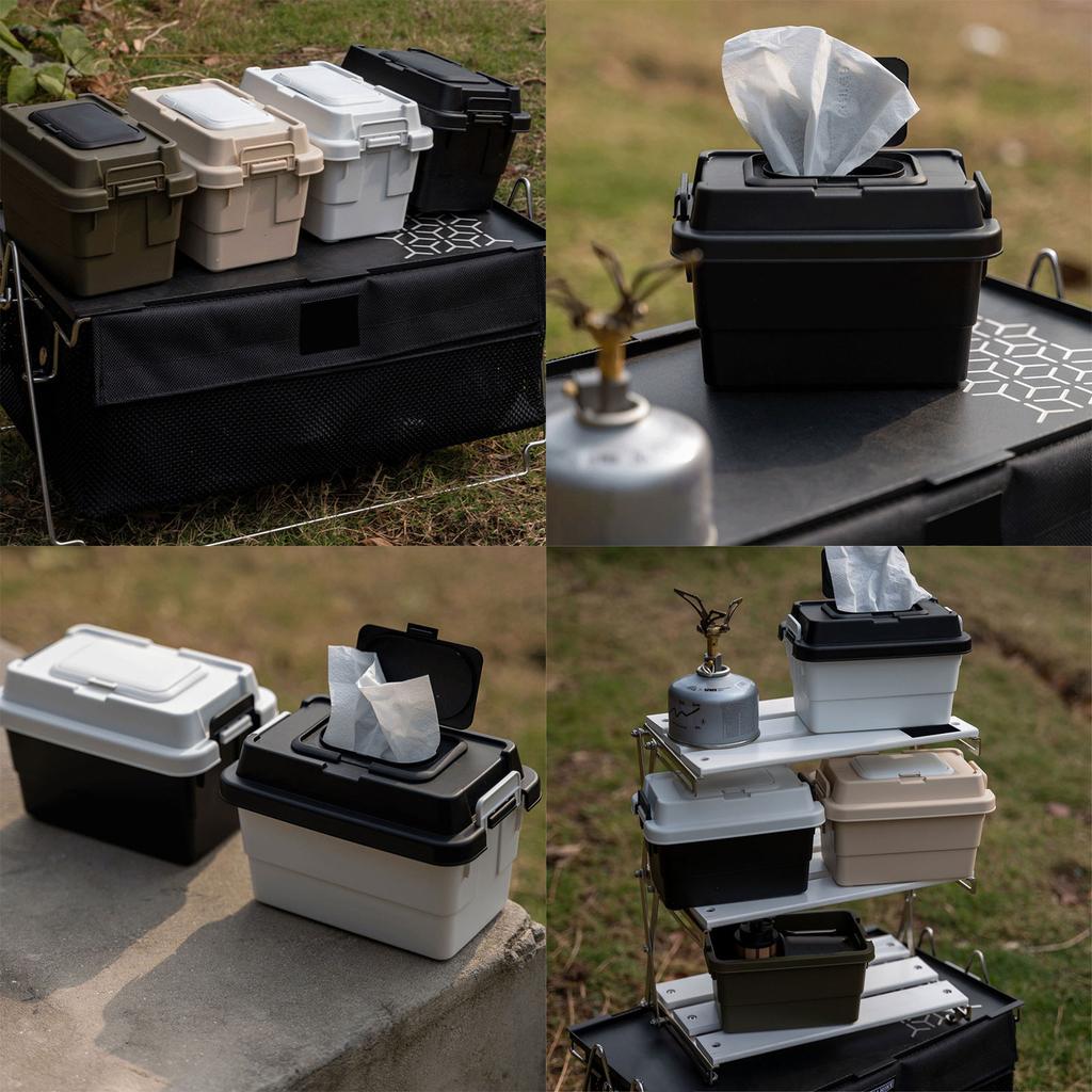 Outdoor Tissue Box Cover Tissue Box Holder Camping Picnic Seasoning Bottle Organizer Desktop Napkin Paper Storage Box