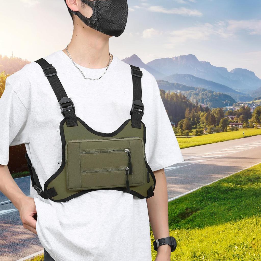 Chest Rig Bag Adjustable Shoulder Strap Phone Holder Running Vest for Outdoor