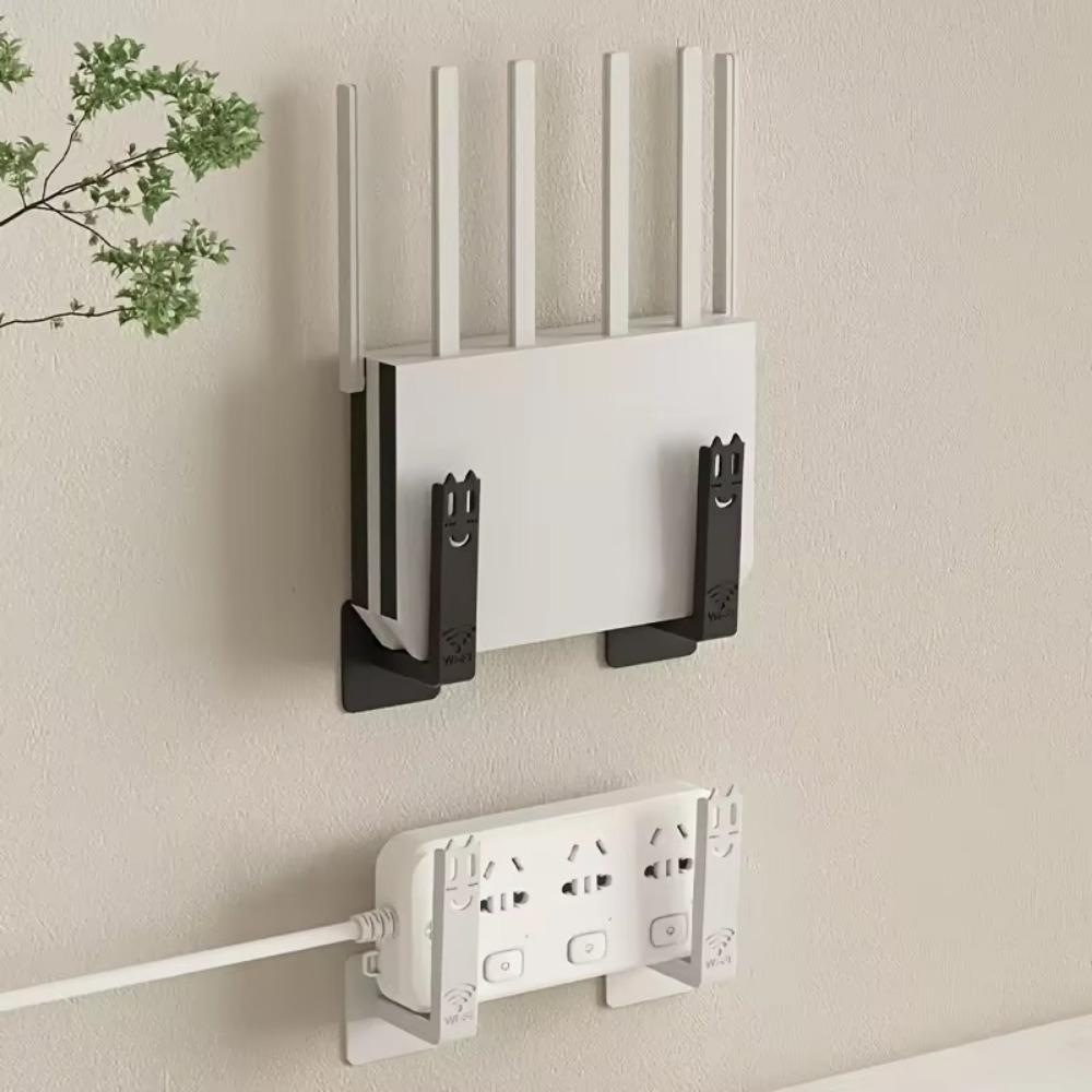 2pcs Wall-mounted Router Holder Without Drilling Utility Racks Set-top Box Bracket  For Living Room