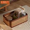 Luxury Rattan Storage Basket Rectangular Organizer Bin with Handles for Home Cosmetics Kitchen Accessories Desk Storage