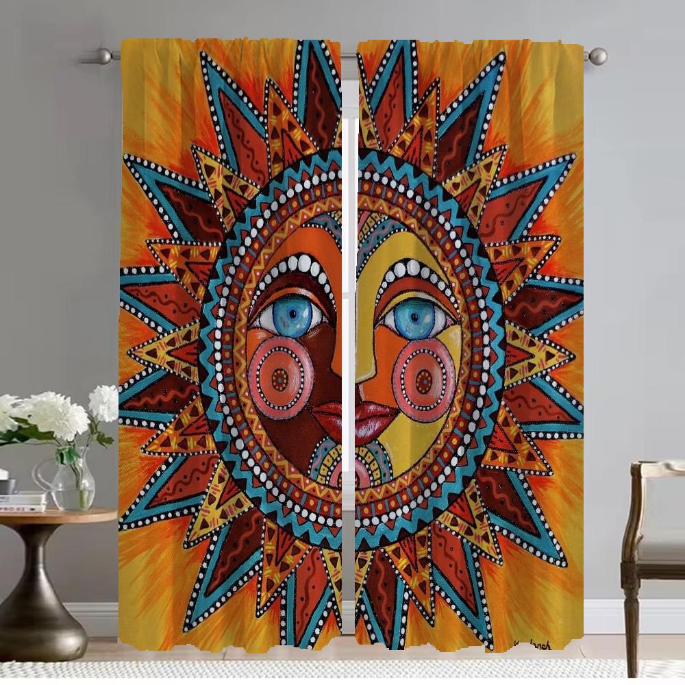 African Style Blackout Curtain for Room 2 Panel Tulle for Bedroom Partition Curtains Child Room Home Interior Curtains Shades
