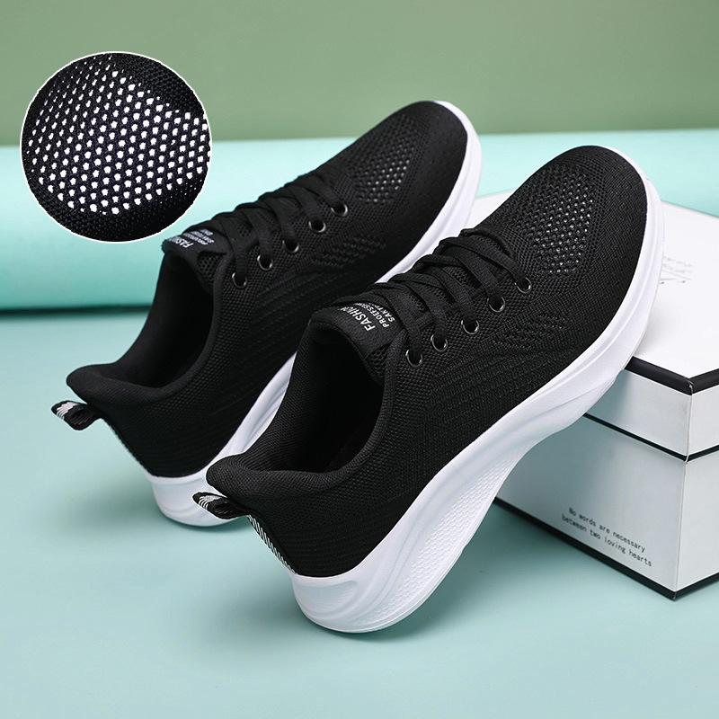 Spring and Summer New Shoes Mesh Breathable Running Shoes Hollow Mesh Shoes Flying Woven Sports Shoes Lightweight Soft Sole Comfortable