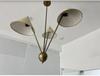 3 Light Fabric Shades Pendant Mid Century Modern Raw Brass Sputnik Chandelier Light Fixture