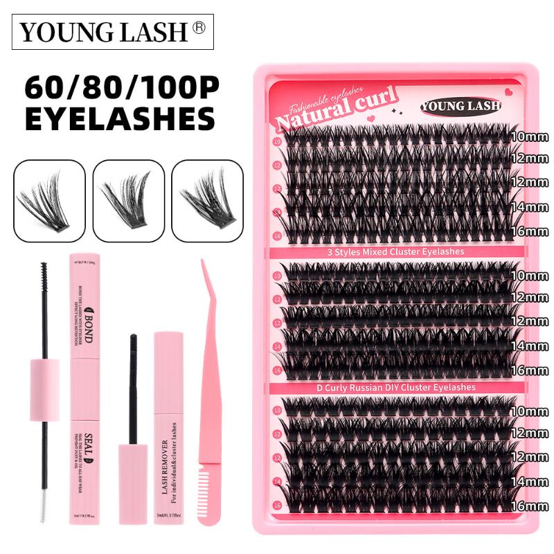 Individuelle Wimpernverlängerungen Flauschig Dicht Natürliche Büschel Falsche Wimpern Kit Segmentierte Wimpernverlängerung DIY Make-up Werkzeuge