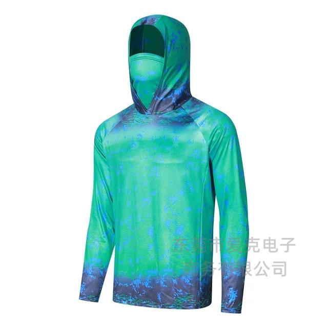 Men's sunscreen clothing summer UV protection breathable quick drying outdoor fishing clothing Luya fishing clothing hooded with mask