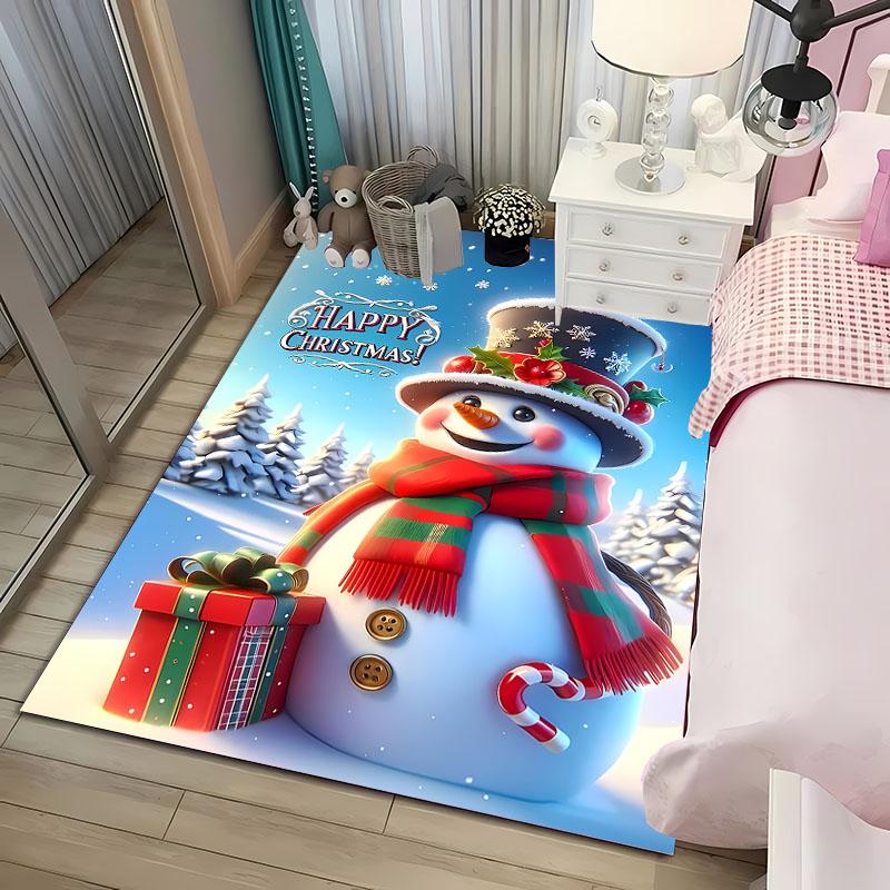 3D Christmas Cartoon Carpet, Living Room Bedroom Home Decor Carpet Garden Lawn Carpet Kitchen Kids Bedroom Mat Christmas Present