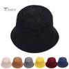 Sombrero de Pescador Cubo Plegable Liso Perfil Bajo Color Sólido Casual Mantener Caliente Hombre Pana Invierno Térmico Hombres Mujeres Gorra para Exterior Adultos