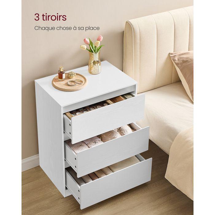 Commode 3 Tiroirs - VASAGLE - KAILYN - Moderne - Blanc Neige - 40x60x75 cm
