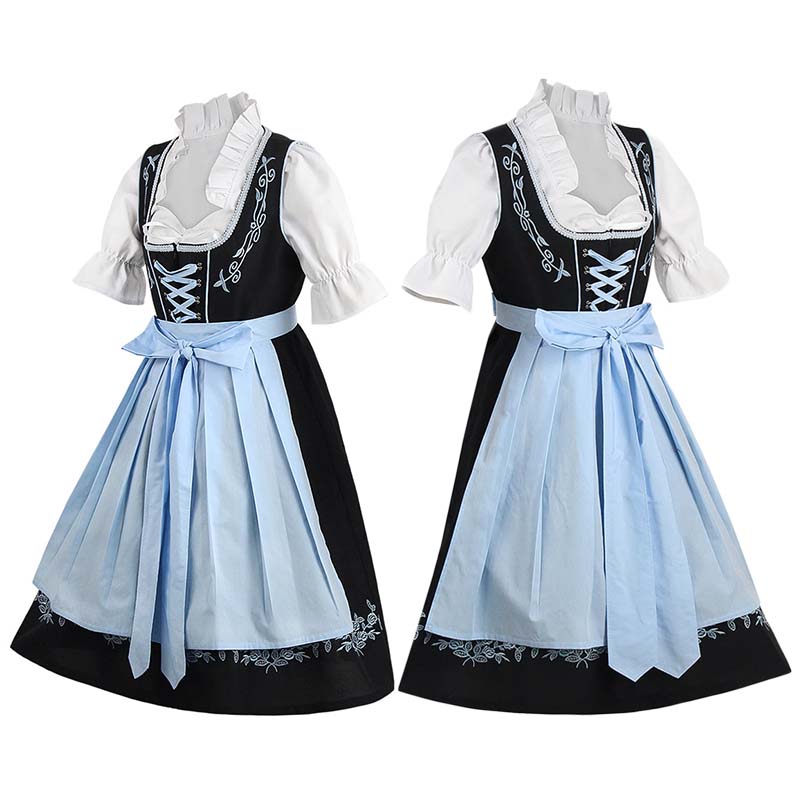 Women's German Bavarian Oktoberfest Beer Festival Costume Dirndl Embroidery Dress For Carnival Party