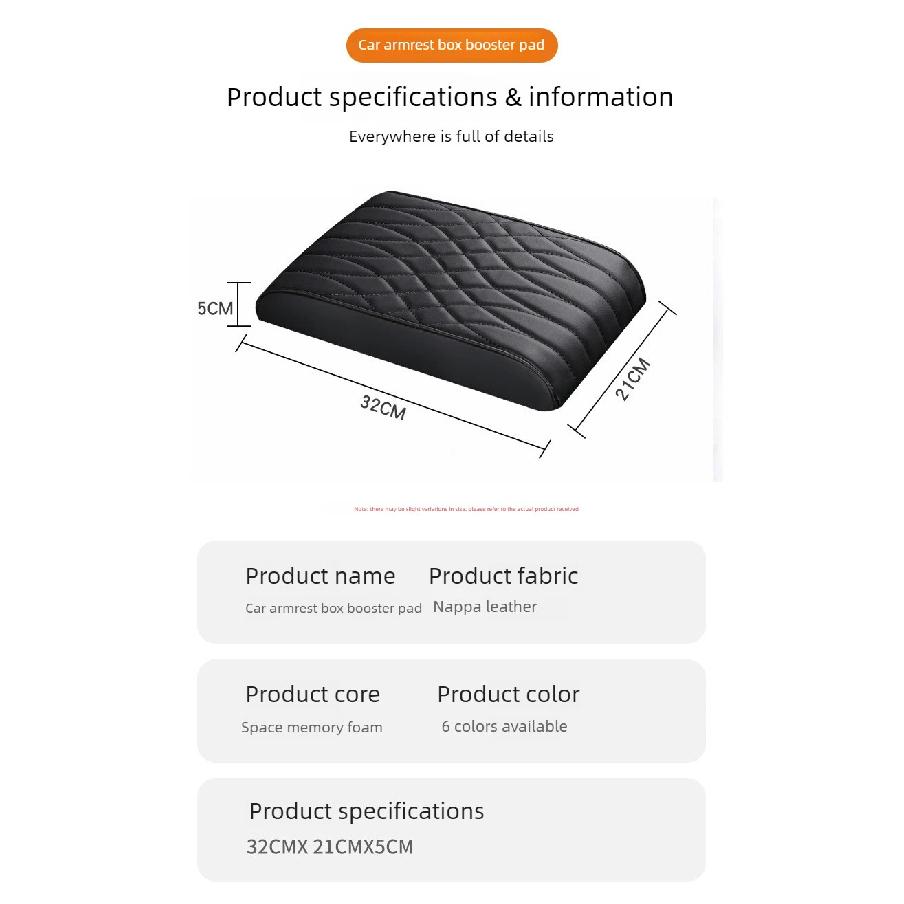 2026 Memory Foam Car Armrest Box Booster Increase Height Cushion Universal Car Central Armrest Mat Car Accessories