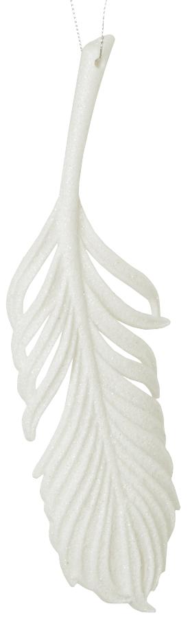 Pendant Decoration Feather Ecru Glitter