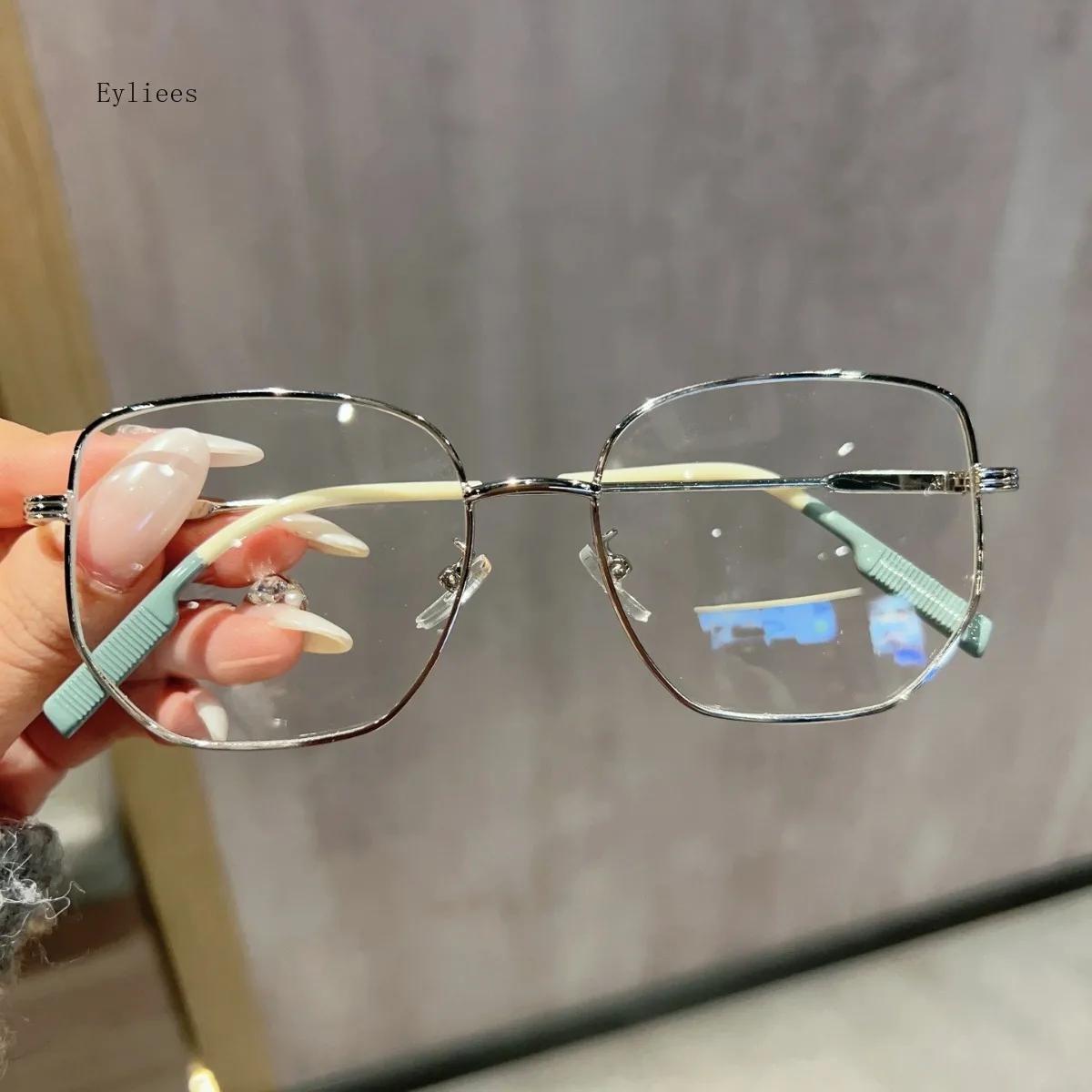 

Oversize Square Glasses For Women Men Anti Blue Light Blocking Computer Eyeglasses Shiny Frame Eyewear Clear Glasses