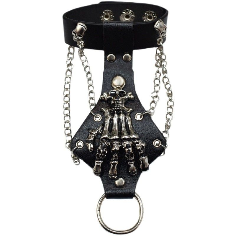 

Saibo Punk Goth Bone Chain Rock Gloves Black (S0127)(A pack)