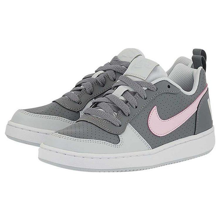 Nike Court Borough Low Synthetic Leather Slip Resistant Abrasion Resistant Low top Skateboard Shoes Gray Pink Unisex 845104-008