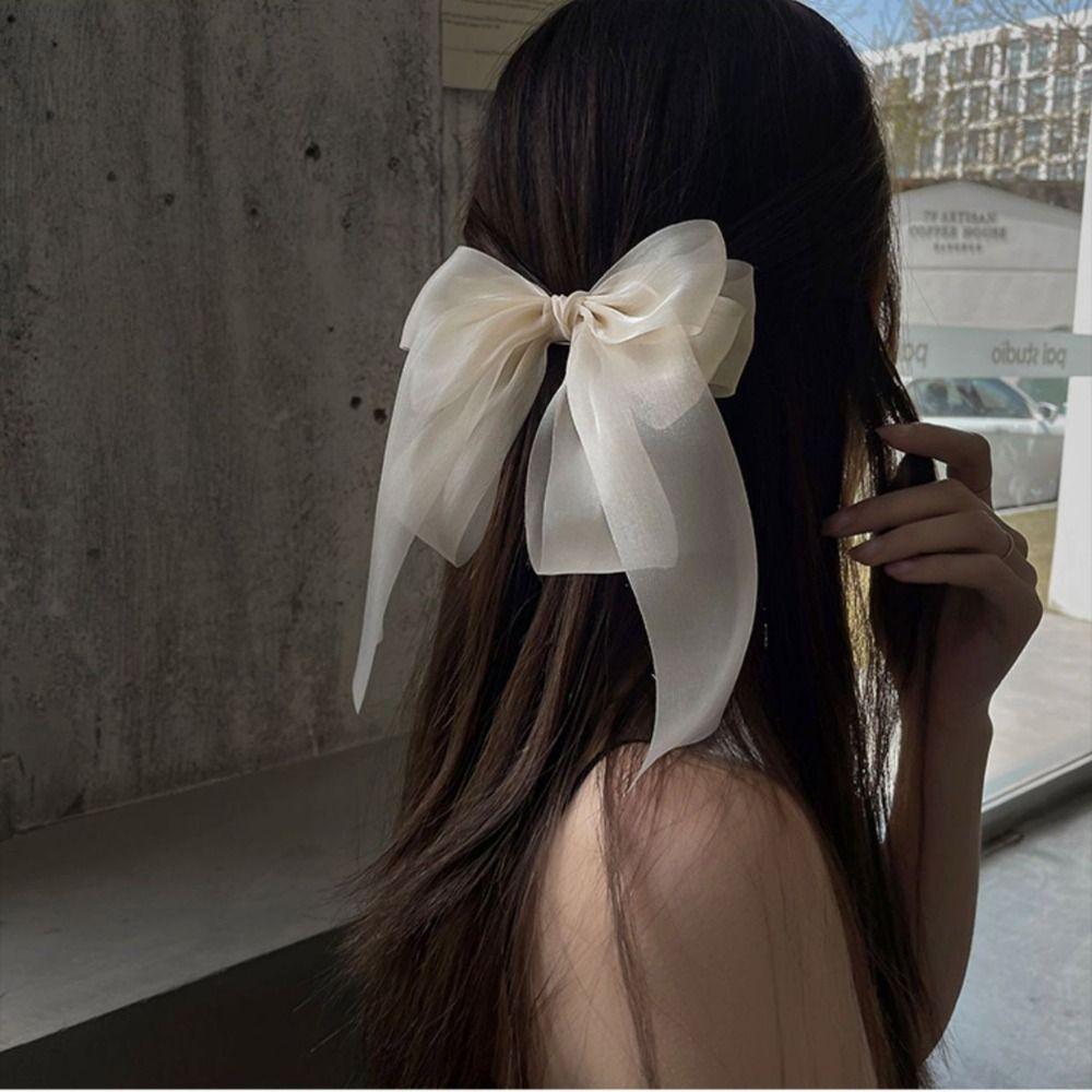 Yarn Bow Knot Hairpin Streamer Hair Duckbill Clip Spring Big Bow Hair Clips  Girls