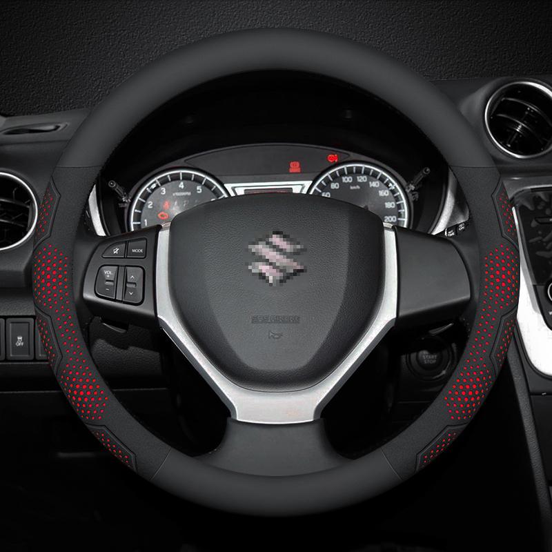 Suzuki Alto Ciaz Baleno Celerio Lgnis Jimny SX4 Swift Grand Vitara Carbon fiber Suede Car Steering Wheel Cover Auto Accessories