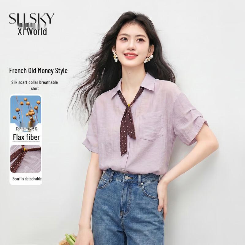 sllsky Women s Bohemian Embroidered Puff Sleeve V-Neck Blouse M