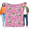 Floral Pattern Throw Blanket Soft Cozy Bed Sofa Decorative Lightweight Gift for All Occasions