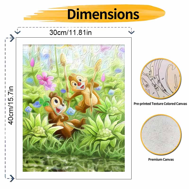 Disney Chip and Dale Oil Paint Digital Painting Art Kit Handmade DIY Painting Kit Home Decor