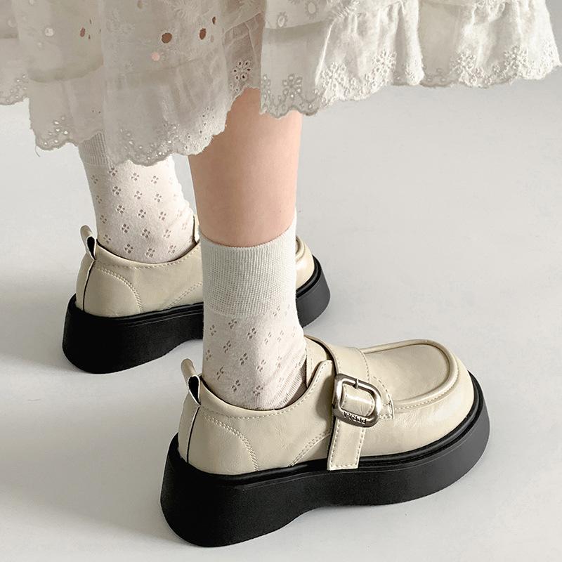 Fashion commuter retro British style platform small leather shoes women's 2025 new spring and autumn versatile heightening love single shoes