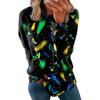 Women's Fashion Casual Print Round Neck Pullover Long Sleeve Top
